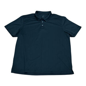 Van Heusen Polo Shirt Mens 2XL Black Short Sleeve Collared Casual Pique Golf